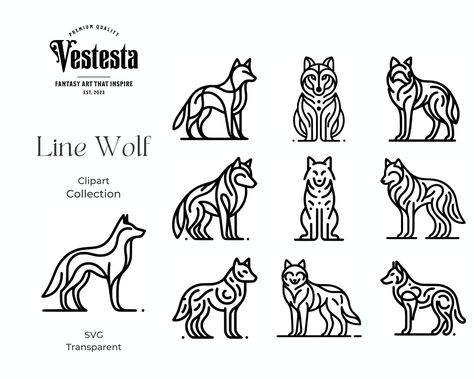 Minimalist Line Wolf SVG Clipart Wolf Line Art, Wolf Outline, Wolf Svg, Wolf Clipart, Wolf Running, Majestic Wolf, Doodle Pages, Wolf Drawing, Small Tattoos For Guys