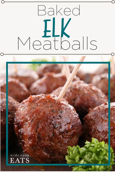 Wild Game Meatballs, Elk Appetizers Recipe, Elk Appetizers, Elk Meatballs Recipes, Moose Meatballs, Elk Meatballs, Elk Meat Recipes, Sausage Meatballs Recipes, Moose Recipes