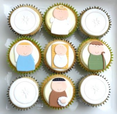 Christmas nativity cupcakes Christmas Cupcakes Ideas, Messy Christmas, Xmas Cupcakes, Cupcake Decoration Ideas, Christmas Cupcake Cake, Cupcakes Christmas, Soap Christmas, Cupcakes Fondant, Diy Nativity