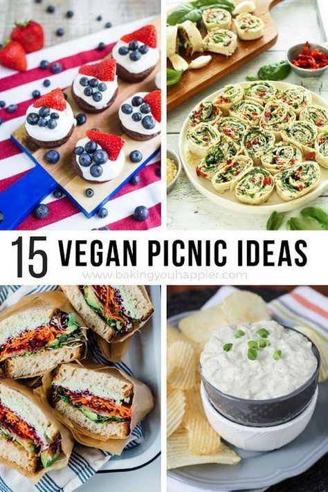 Vegan Picnic Ideas, a festive and inspirational compilation of crowd-pleasing vegan picnic ideas that are so delicious they will pass as the real thing! Vegan Picnic Ideas, Vegan Picnic Food, Vegetarian Picnic, Picknick Snacks, Vegan Picnic, Easy Picnic Food, Picnic Snacks, Picnic Dinner, Vegan Party Food