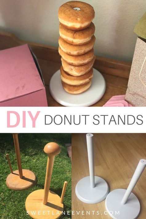 Diy Donut Bar, Donut Stands, Donut Sign, Donut Theme Party, Sweet Fries, Doughnut Party, Diy Donut, Donut Themed Birthday Party, Donut Stand