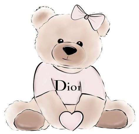 Dior Wallpaper, Teddy Bear Wallpaper, Baby Dior, Pink Teddy, Pink Girly Things, Home Decorating Ideas, Fashion Wall Art, Bear Wallpaper, Room Posters