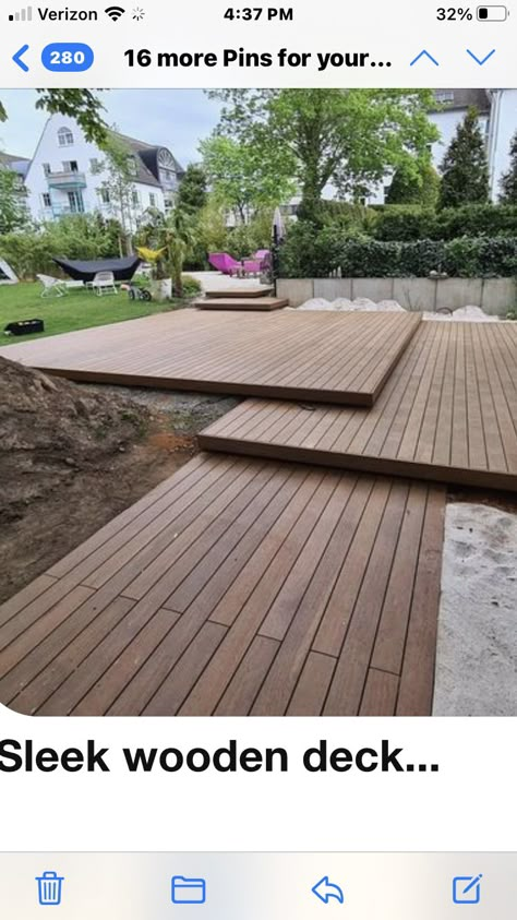 Deck With Small Pool, Japanese Decking, Low Wood Deck, Low Deck Ideas Ground Level, Floating Deck Ideas, Garden Backyard Wedding, Camper Deck, Resort Backyard, Backyard Redesign