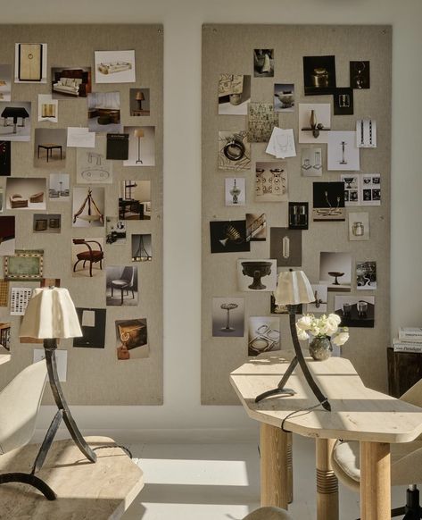 Interior Design Studio Workspace, Bangkok House, Bright White Walls, Multi Hyphenate, Wood Stools, Design Studio Workspace, Athena Calderone, Walnut Chair, Work Studio