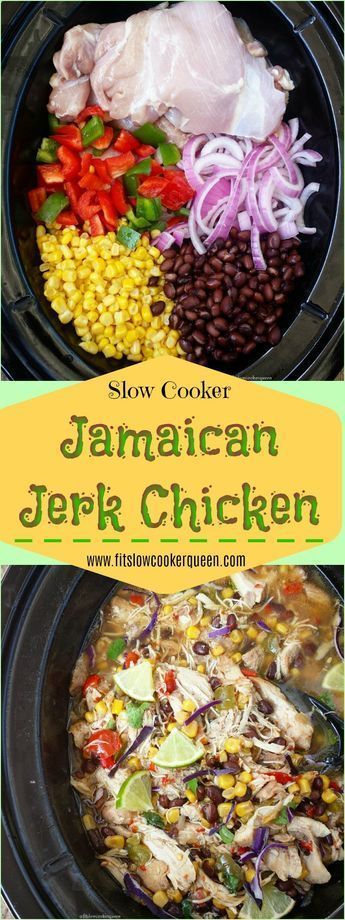 Slow Cooker Kip, Jamaican Jerk Chicken Recipe, Chicken Thights Recipes, Jerk Chicken Recipe, Jamaican Jerk Chicken, Pot Recipes Healthy, Pot Recipes Easy, Diner Recept, Crock Pot Recipes