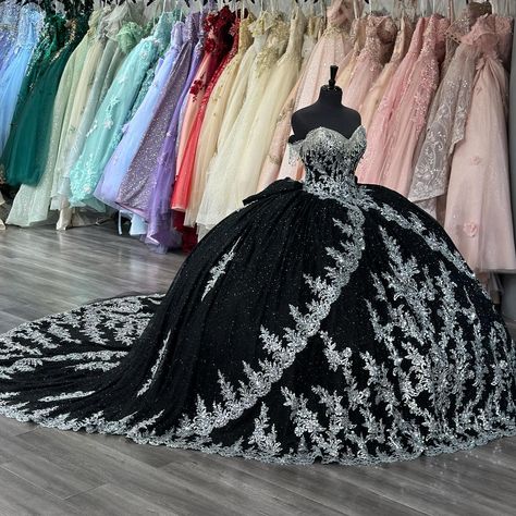 Un vestido inolvidable 🖤✨ 👗: Quinceañera Collection 26060 • • • #houseofwu #quinceaneracollection #quinceañera #princessvibes #princessdress #fairytaledress #quinceaneraphotography #vestidosdequince #sweet15 #quinceaños #ballgown #quince #quincegown #explorepage #formaldress #quincedress #misquince #sparkly #sparkle #princess #fairytale #black #blackdress #sequins #glitter #explore Quinceanera Dresses Sparkly, Quince Colors, Princess Quinceanera Dresses, Quinceanera Dresses Black, Sparkle Princess, Black Quinceanera Dresses, Quinceanera Themes Dresses, Quinceanera Collection, Sweet 17