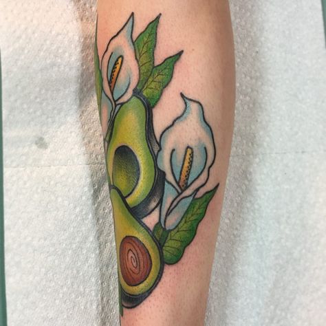 Lilly Tattoo Traditional, Lily Traditional Tattoo, Tattoo Calla Lily, Avocado Tattoos, Lily Tattoo Meaning, Lilly Tattoo, Avocado Tattoo, Traditional Heart Tattoos, Lillies Tattoo