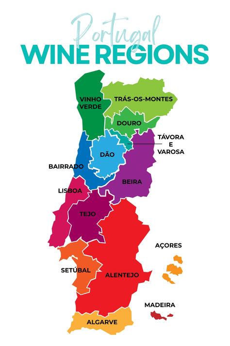 colorful map of portuguese wine regions Portugal Wine Country, Wine Region Map, Europe Trips, Portugal Wine, Portuguese Wine, Wine Map, Douro Valley, Port Wine, Portugal Travel