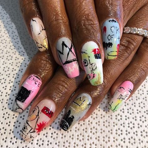 Grafitti Nails, Graffiti Nail Art, Character Nails, Graffiti Nails, How To Do Nails, Nail Design, Nail Ideas, Cute Nails, Nail Inspo