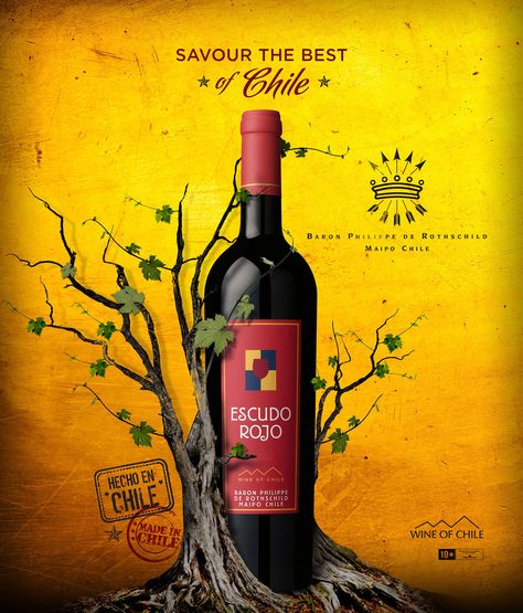 Escudo Rojo Advertising on Behance Best Wine For Sangria, Wine Ads, Wine Vibes, Wine Pub, Wine Bottle Photography, Wine Advertising, Wine Chart, Bottle Cake, Wine Knowledge