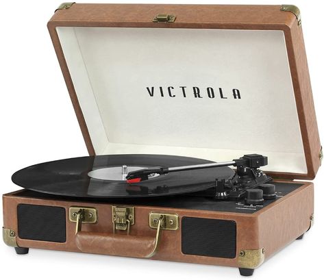 Victrola Vintage 3-Speed Bluetooth Suitcase Turntable with Speakers, Brown : Amazon.ca: Electronics Gift Ideas Boyfriend, Gift Ideas Girlfriend, Diy Lazy Susan, Suitcase Record Player, Stereo Turntable, Turntable Record Player, Girlfriend Gift Ideas, Vintage Record Player, Vinyl Player