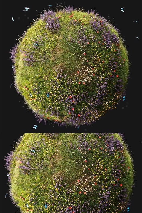 3d Foliage, Flower Sphere, 3d Sphere, Grass Texture, Pink Grass, Render Design, Wild Flower Meadow, Tree Textures, Grass Flower