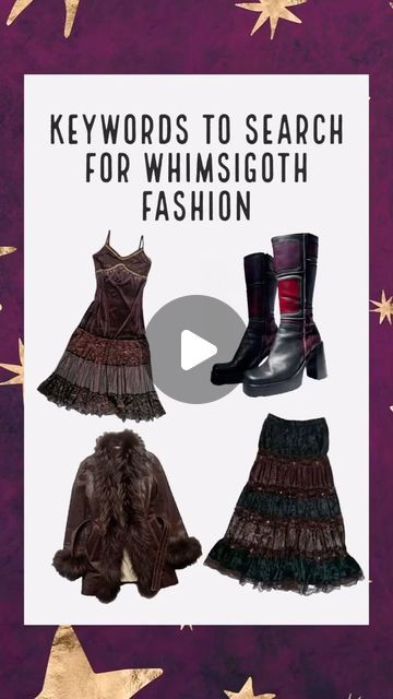 Love Vintage on Instagram: "Keywords to use when searching for whimsigoth fashion 🔮🖤 #whimsigoth #witchy #90svintage #pinterest #moodboard #whimsygoth #gothfashion  ~ photos from Pinterest, not our stock ~" Amazon Keywords Clothes, Shein Keywords, Instagram Keywords, Whimsigoth Fashion, Pinterest Moodboard, Shein Codes, Love Vintage, Goth Fashion, Mood Board