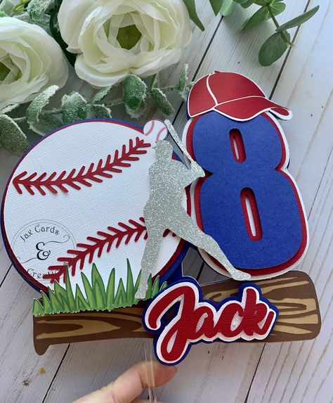 Baseball Themed Cake, Dodgers Party, Baseball Birthday Cakes, Sports Cake Topper, 2023 Cake, Sports Cake, Baseball First Birthday, Diy Cake Topper Birthday, Cricut Cake