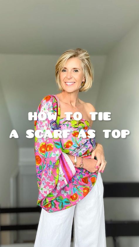 Sophie Van de Vyver on Instagram: “How to wear your silk scarf as a top 🧣👉🏼👚! Different ways to tie your silk scarf as a top / blouse and pair it on your jeans, wide leg…” Scarf As A Top, Big Square Scarf, Large Silk Scarf, Ways To Wear A Scarf, Pants Skirt, Jeans Wide, Scarf Tying, Summer Scarves, Silk Scarves