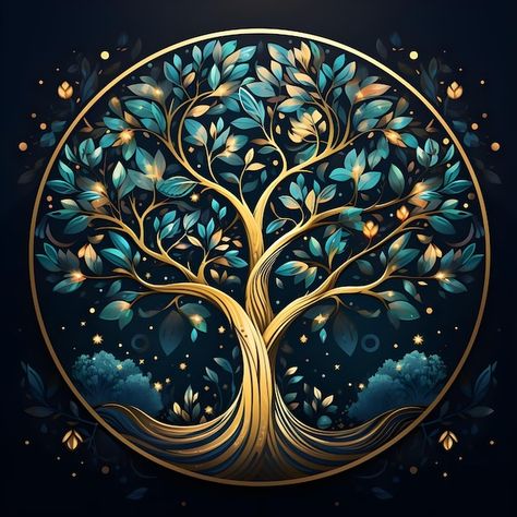 Photo beautiful tree of life digital art... | Premium Photo #Freepik #photo Celtic Tree Of Life Art, Magic Tree Art, Tree Of Life Images, Tree Of Life Crafts, Tree Of Life Painting, Tree Of Life Art, Tree Spirit, Minimalist Watercolor, Celtic Tree Of Life