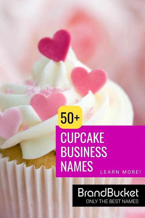 Are you looking for a sweet name for your cupcake shop, bakery or cake shop? We have plenty of options to pick from! Choose a premium brandable name here! cake shop, cake shop name ideas logos design, cake shop name ideas unique, cake shop name ideas bakeries, cake shop names unique, cake shop name ideas logos, Cupcake Business Names, Name for cupcake business, names for a cupcake business, cake business names cupcake shops, cupcake shop names unique Cupcake Business Names, Cake Shop Name Ideas, Cake Shop Names, Name Ideas Unique, Cake Business Names, Cupcake Branding, Sweet Business, Bakery Names, Funny Cupcakes