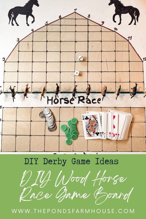 Handmade Kentucky Derby Horse Race Game Tutorial. Fun Party Game for All Ages. Full Instructions. Horse Race Game With Dice, Horse Race Game Board Diy, Derby Party Games, Kentucky Derby Games, Kentucky Derby Party Games, Kentucky Derby Theme, Derby Games, Kentucky Derby Themed Party, Horse Race Game