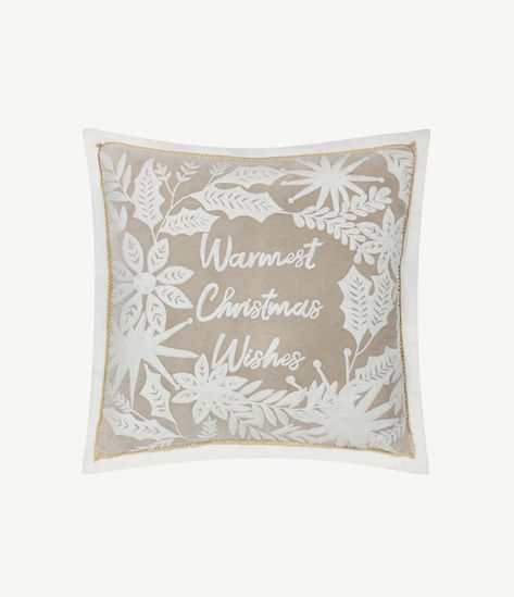 Add a touch of elegance to your holiday decor with the Winter Warmest Wishes Embroidered Cushion. Featuring delicately embroidered holly leaves, mistletoe sprigs, and snowflakes in neutral tones of cream and beige, this cushion exudes festive charm. Sparkling Candle, Elegant Ornaments, Enchanted Woodland, Warmest Wishes, Christmas Vibe, Christmas Decor Inspiration, At Home Furniture Store, Garden Cushions, Embroidered Velvet