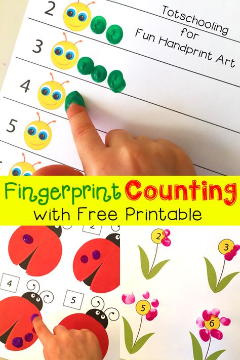 Free Printable for Spring Fingerprint Counting Activity for adorable math fun with kids Uppfostra Barn, Counting Activity, Prek Math, Printables For Kids, Spring Preschool, Pre K Activities, Numbers Preschool, Number Recognition, Preschool Lessons