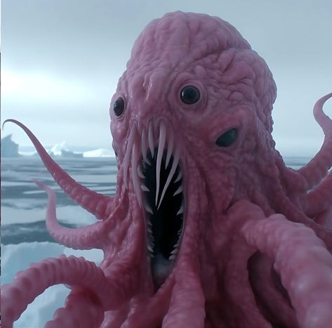 #arctic #antarctica #creature #monster #horror #octopus #squid #demon #ice #snow #hplovecraft #ho #lovecraft #cthulhu #mythos Squid Monster, Monster Octopus, Octopus Monster, Octopus Alien Concept Art, Lovecraftian Horror Tentacles, Fantasy Octopus Monster, Hp Lovecraft, Monster Illustration, Love Craft