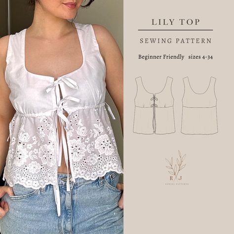 Tie Top Sewing Pattern Beginner Friendly Size Inclusive 4-34 Gathered Crop Top Smock Top Peplum Top Tie Front Blouse - Etsy Tie Front Crop Top Pattern, Tie Front Top Sewing Pattern, Tie Top Sewing Pattern, Crop Top Pattern Sewing, Cami Top Pattern, Peplum Top Pattern, Top Pattern Sewing, Tank Top Sewing Pattern, Crop Top Sewing Pattern