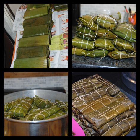 The Making of Venezuelan Hallacas Venuzula Food, Venezuelan Dishes, Venezuelan Christmas, Banana Leaf Tamales, Venezuela Recipes, Venezuelan Recipes, Christmas Party Menu, Tamales Recipe, Latino Food