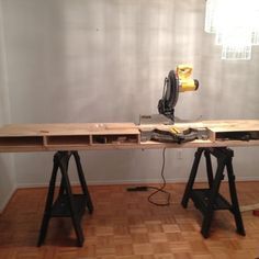 Build a Miter Saw Table - I Made it at TechShop Miter Saw Bench, Diy Miter Saw Stand, Miter Saw Reviews, Mitre Saw Station, Saw Table, Miter Saw Table, Mitre Saw Stand, Miter Saws, Saw Stand