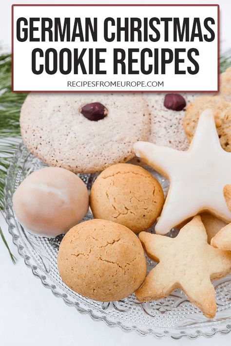 Looking to make classic German Christmas Cookies? From butter cookies to spice cookies, here's a holiday round-up of great cookie recipes! German Sugar Cookies Recipe, Spice Cookie Recipes, Christmas Cookies Recipes, Spritz Cookie Recipe, German Food Authentic, German Christmas Cookies, German Cookies, German Baking, Best Holiday Cookies