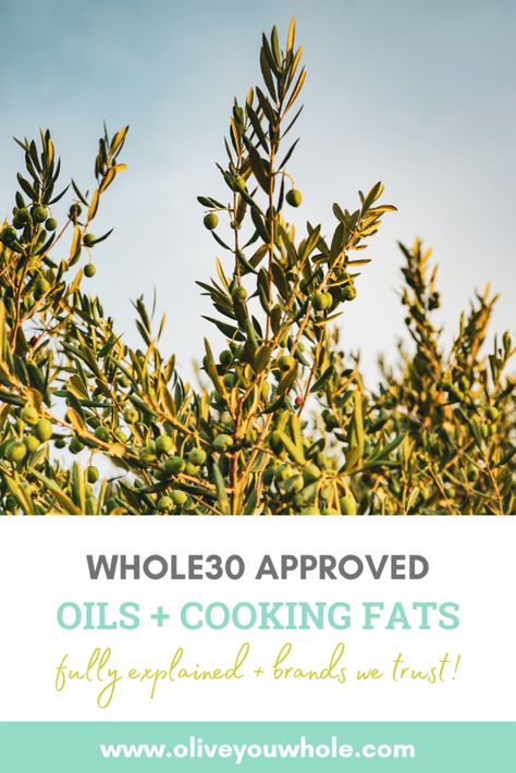 Whole30 Oils and Cooking Fats - What Oils are Allowed? - Olive You Whole Whole 30 Oils List, Whole 30 Rules, Coconut Oil Brands, Olive Oil Brands, Whole 30 Meal Plan, Palm Kernel Oil, Cooking Oils, Rapeseed Oil, Peanut Oil