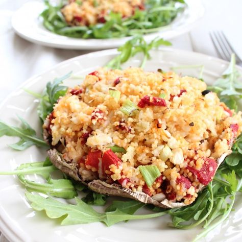 Mediterranean Crab Stuffed Mushrooms #recipe #GlutenFree Stuffed Portabella, Recipe Mushroom, Portabella Mushrooms, Lump Crab Meat, Crab Stuffed Mushrooms, Crab Stuffed, Lump Crab, Mediterranean Diet Meal Plan, Stuffed Portabella Mushrooms