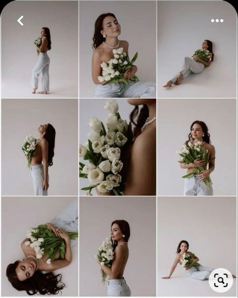 Photoshoot White Backdrop, Photo Shoot With Flowers, Floral Photoshoot Ideas, Mother Day Photoshoot Mini Sessions, Mother Day Photoshoot, Shooting Photo Studio, Baked Gifts, Portret Feminin, Boho Mother