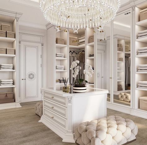 Closet paint color and lighting details (Parisian glam) Elegant Closet, Room Paint Ideas, Dream Dressing Room, Glam Closet, White Closet, Dream Closet Design, Luxury Closets Design, Wardrobe Room, Shabby Chic Dresser