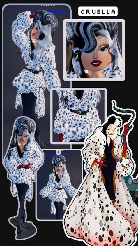 #dresstoimpress #halloweenupdate #cruellafit #villian #newupdate Villain Dresses, Theme Dress, Game Dresses, Fit Board Workouts, Themed Outfits, Clothing Hacks, Cute Fits, Fashion Games, Cute Drawings