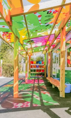 Outdoor classroom canopies | Colourful canopies for schools Natural Play Spaces, Natural Playgrounds, Outdoor Learning Spaces, Outdoor Play Spaces, Natural Play, Outdoor Play Areas, Sensory Garden, Garden Canopy, School Playground