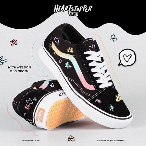 NICK NELSON x VANS ambyia on twitter / lairdesigns IG Custom Vans Old Skool, Vans Old Skool Custom, Customised Vans, Converse Design, Custom Vans Shoes, Nick Nelson, Van Design, Custom Vans, Shoe Art