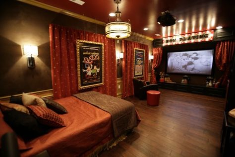 SOOO want this for my home theater some day! Well, in my dream home anyway... Vintage Disney Room, Disney Themed Rooms, Theater Room Decor, Disney Room, Disney Bedrooms, Movie Room Decor, At Home Movie Theater, Disney Rooms, Florida Design