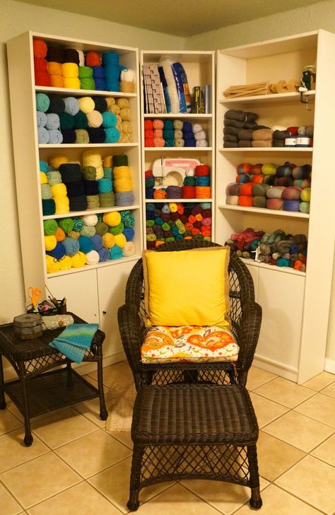 Cozy Crochet Corner Crochet Corner In Room, Knitting Corner Room, Small Corner Blamket Storage, Caddy Corner Tv Living Room, Knitting Room, Crafting Room, Crochet Cozy, Cozy Crochet, I Want To Cry