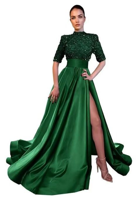 Formal Gowns With Sleeves, Sequin Prom Dresses Long, Long Ball Gown, Glitter Prom Dresses, Sequin Evening Gowns, Gowns For Women, Satin Evening Dresses, Evening Party Gowns, Prom Dress Styles