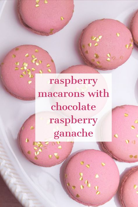 A well-tested and reliable recipe for Macarons. Powdered raspberries are added to the shell for a bright raspberry flavor. Chocolate and Raspberry ganache finish these little treats perfectly. A perfect Valentine's Day treat! Raspberry Macaron Recipes, Berry Macarons, Raspberry Macarons Recipe, Macaron Business, Macaron Shop, Macaron Ideas, Raspberry Macaroons, French Macaroon Recipes, Raspberry Macarons