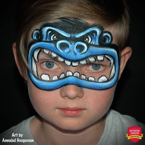 King Kong Face Paint, Makeup Scrapbook, Monkey Face Paint, Gorilla Mask, Animal Face Paintings, Body Paintings, Face Painting Tips, Face Painting For Boys, Light Blue Paints