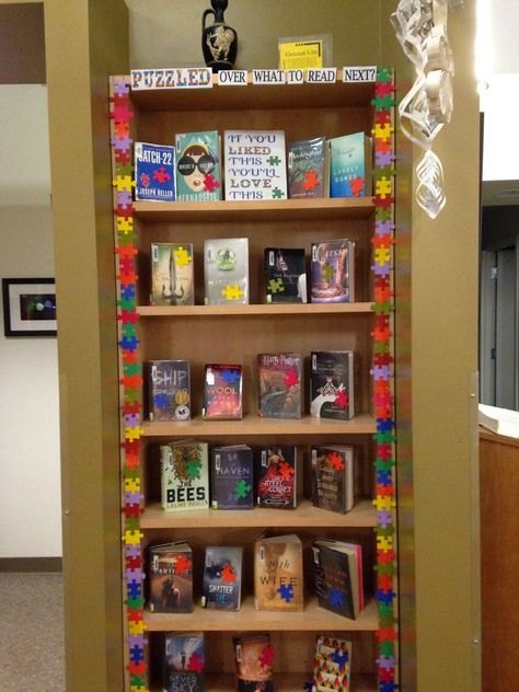 Puzzle Display Ideas, School Library Book Displays, Puzzle Theme, Library Decorations, School Library Decor, What To Read Next, School Library Displays, Teen Library, Books Crafts