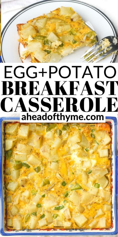 Meatless Breakfast Casserole, Egg And Potato Breakfast, Vegetarian Egg Casserole, Easy Vegetarian Breakfast, Potato Egg Bake, Potato Breakfast Casserole, Potato And Egg Breakfast, Egg And Potato, Meatless Breakfast