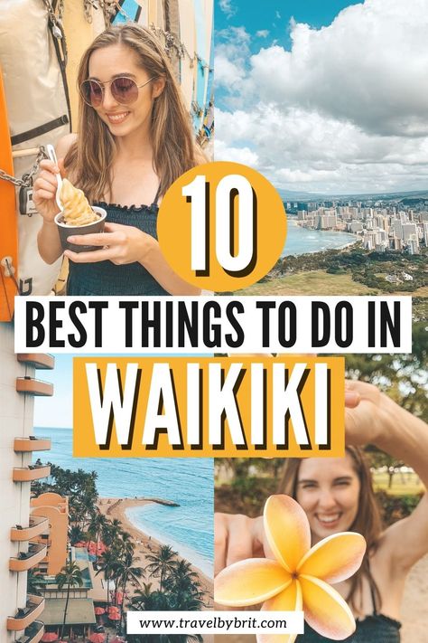 Best Things to Do in Waikiki, Hawaii - Eating banana ice cream by the beach, hiking Diamond Head trail for amazing views of Waikiki Beach, staying in the Outrigger Waikiki Beach Resort, and finding beautiful yellow tropical flowers Where To Eat In Waikiki, Things To Do In Waikiki, Honolulu Vacation, Hawaii Trip Planning, Hawaii Vacation Tips, Honolulu Zoo, Hawaii Activities, Oahu Vacation, Oahu Travel