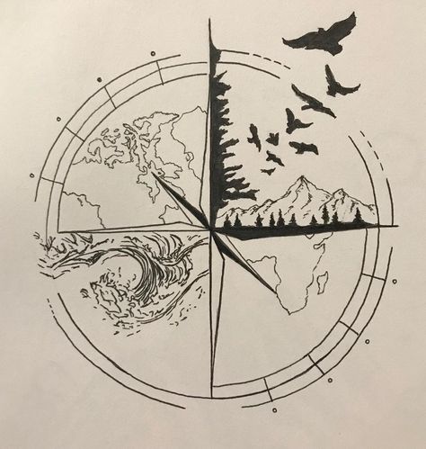 Clockwork Tattoo, Natur Tattoo Arm, Element Tattoo, Compass Tattoo Design, Map Tattoos, Geometric Tattoo Design, Sketch Tattoo, Sketch Paper, Small Tattoos For Guys