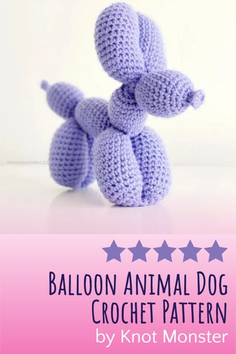 Free Crochet Patterns Balloon Dog, Amigurumi Balloon Animal Free Pattern, Balloon Animal Crochet Pattern, Dog Balloon Crochet, Crochet Ballon Animals Free Pattern, Ballon Dog Crochet Pattern Free, Crochet Ballon Animals, Ballon Dog Crochet Pattern, Balloon Animal Crochet Pattern Free