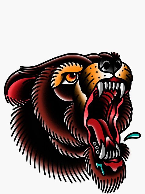 Sketches Traditional, Traditional Bear Tattoo, Female Tattoo Designs, Grizzly Bear Tattoos, Traditional Tattoo Stencils, Bear Tattoo Designs, Traditional Tattoo Old School, Traditional Tattoo Inspiration, Traditional Style Tattoo