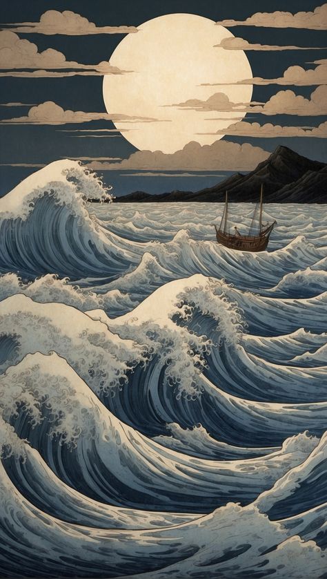 , #AI, #Customization, #AD, #AI Monochromatic Illustration, Ancient Chinese Art, Japanese Waves, Video Art, Marketing Advertising, Nature Artwork, Ocean Scenes, Art Gallery Wallpaper, Sea Art