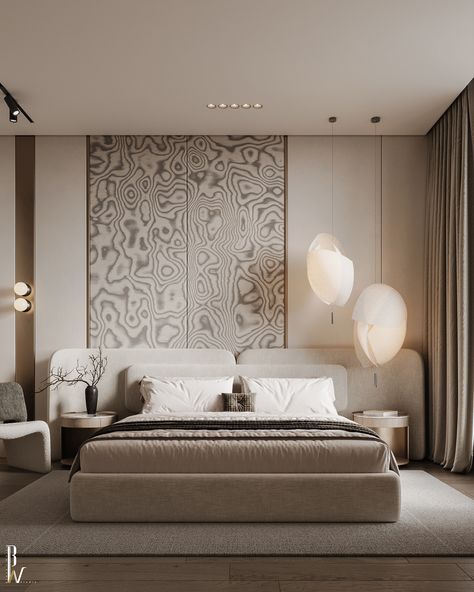 Bedroom Design . :: Behance Bohemian Villa, Room Sleep, Bed Back Design, Window Bedroom, Minimal Bedroom, Art Hotel, Master Room, Wall Panelling, Bedroom Decor Design