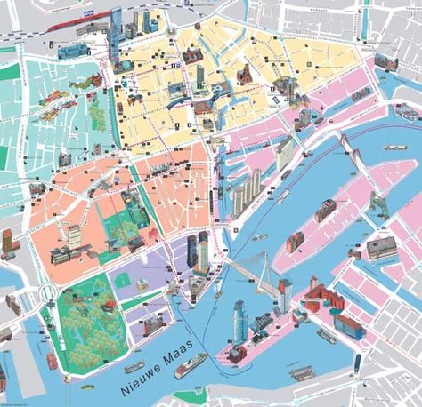 Rotterdam Map, Walking Map, Metro Map, Harbor City, Tourist Map, Belgium Travel, Netherlands Travel, The Tourist, Architecture Presentation